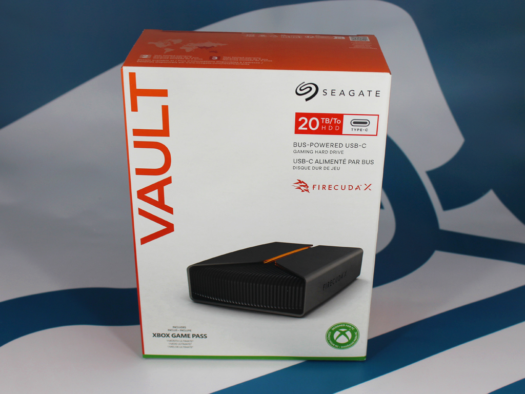 Die Verpackung der Seagate-Festplatte.